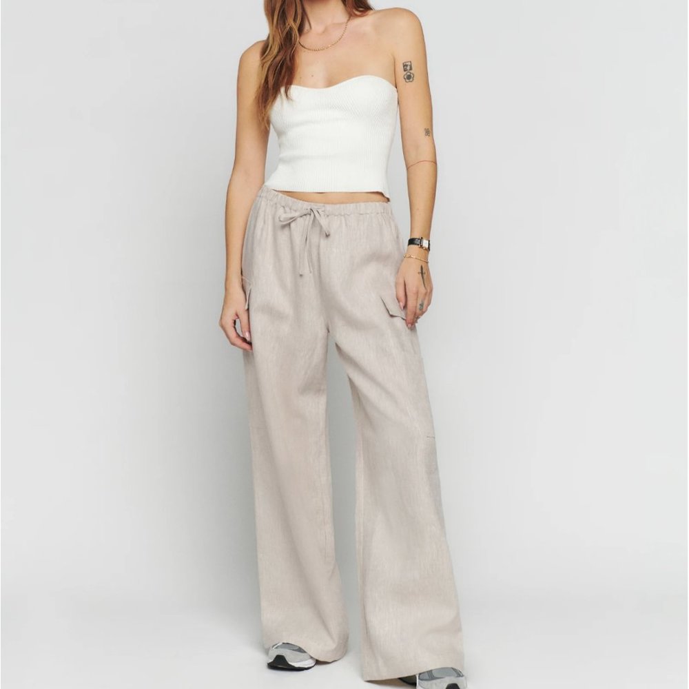 Reformation Ethan Linen Pant - Oatmeal